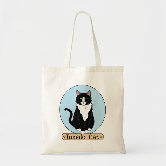 Tuxedo Cat Tote Bag (Front)