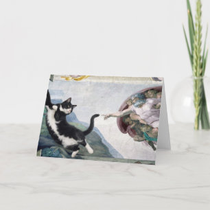 Tuxedo Cat Touching the Divine Paw                 Card