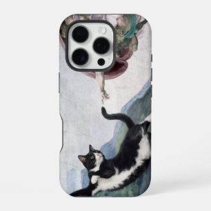 Tuxedo Cat Touching the Divine Paw iPhone 16 Pro Case
