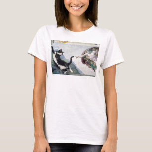 Tuxedo Cat Touching the Divine Paw T-Shirt
