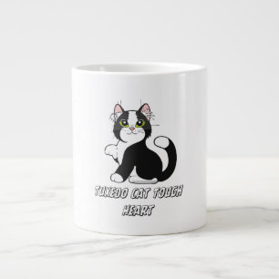 "Tuxedo Cat Tough Heart Cute Kitten Mug" Large Coffee Mug