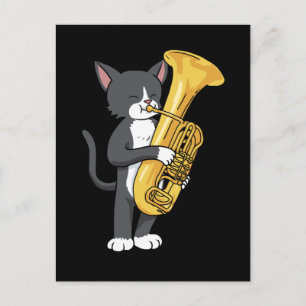 Tuxedo Cat Tuba Gifts Women Men Marching Band Tuba Postcard