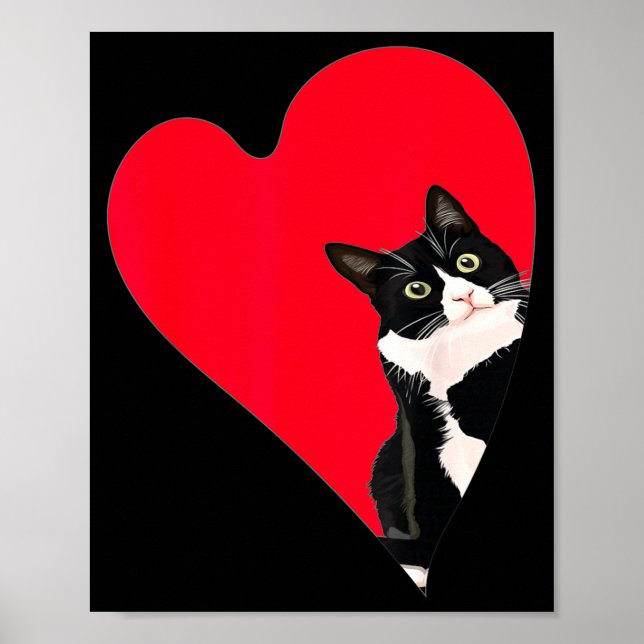 Tuxedo Cat Valentine Heart For Kitten And Animal L Poster (Front)
