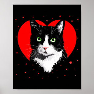 Tuxedo Cat Valentine Heart For Kitten And Animal L Poster