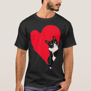 Tuxedo Cat Valentine Heart For Kitten And Animal L T-Shirt