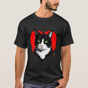 Tuxedo Cat Valentine Heart For Kitten And Animal L T-Shirt