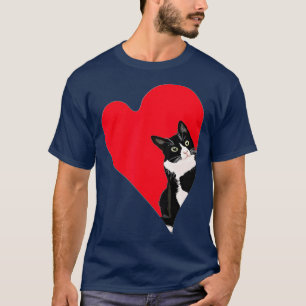 Tuxedo Cat Valentine Heart for Kitten and Animal L T-Shirt