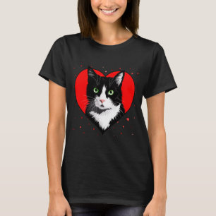 Tuxedo Cat Valentine Heart For Kitten And Animal L T-Shirt