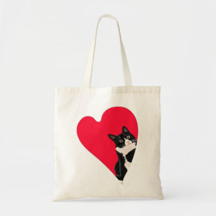 Tuxedo Cat Valentine Heart for Kitten and Animal L Tote Bag