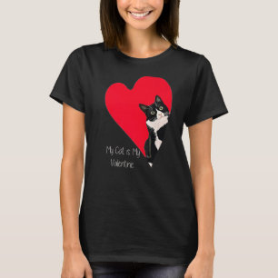 Tuxedo Cat Valentine Heart for Kitten and Animal T-Shirt