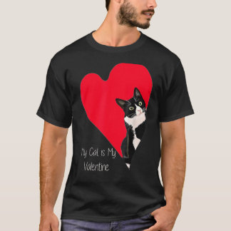 Tuxedo Cat Valentine Heart for Kitten and Animal T-Shirt
