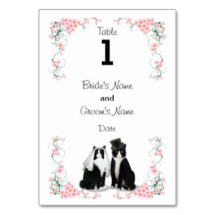 Tuxedo Cat Wedding (text on 1 side) Table Number