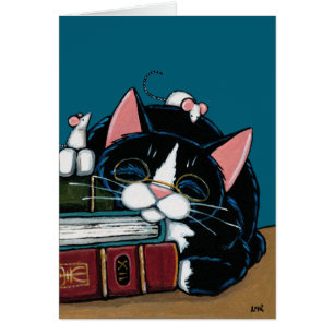Tuxedo Cat & White Mice Bedtime Story Illustration