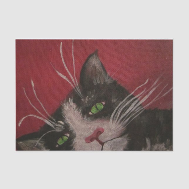 tuxedo cat wine label tissue paper (Front)
