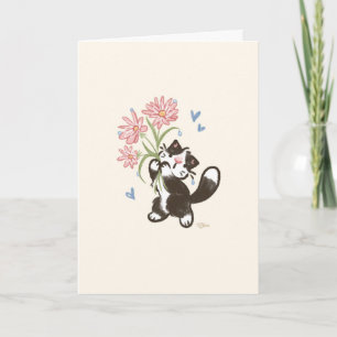 Tuxedo Cat with Flowers - Maurice Card