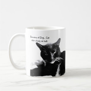 Tuxedo Cat with Shady Smile  Coffee Mug