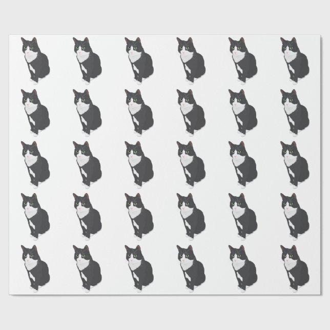 Tuxedo Cat Wrapping Paper (Flat)