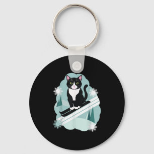 Tuxedo Cats And Skiing Snow Winter Sports Fans Key Ring