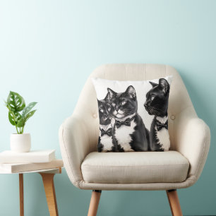 Tuxedo Cats in bowties Pillow Cushion