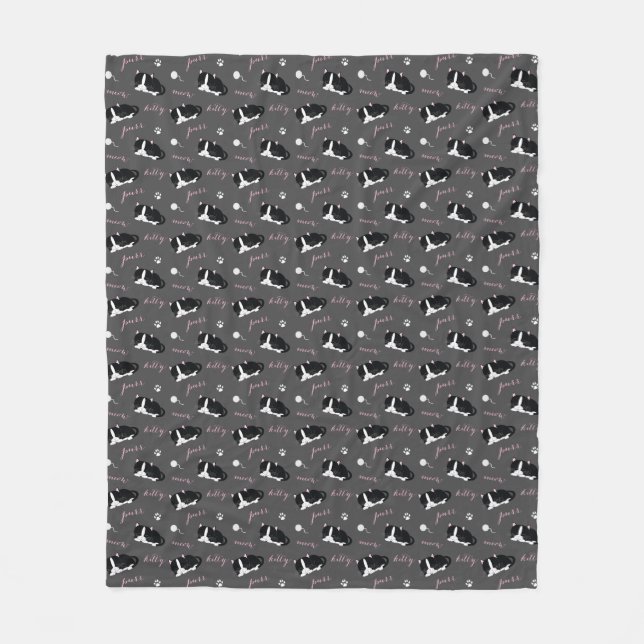 Tuxedo Cats Pattern Fleece Blanket (Front)
