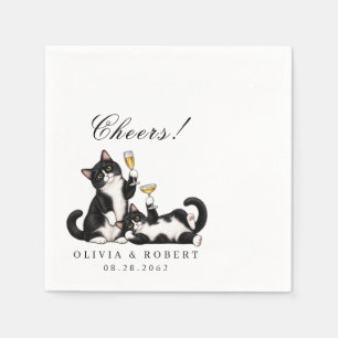 Tuxedo Cats Toast Custom Date Wedding Cheers Napkin