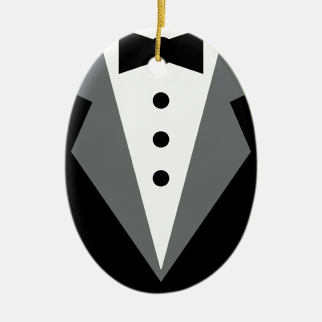 Tuxedo Ceramic Tree Decoration (Front)