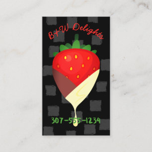 tuxedo chocolate covered strawberry fruit business card