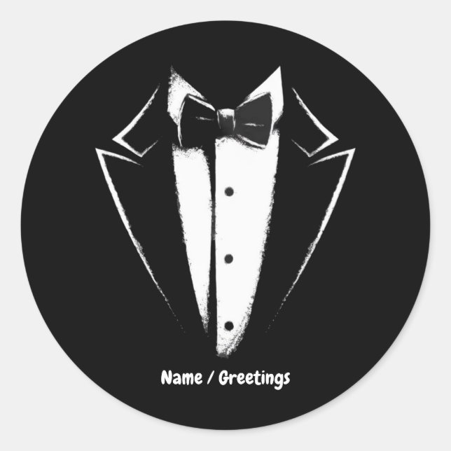 Tuxedo Classic Party Funny Concert Festival Design Round Sticker (Front)