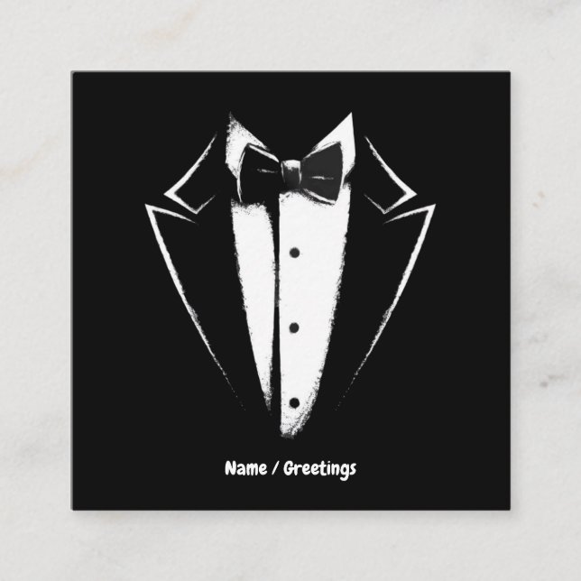 Tuxedo Classic Party Funny Concert Festival Design Square Business Card (Front)