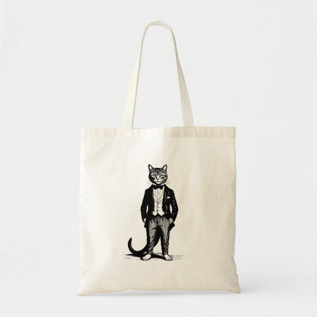 Tuxedo Classy Cat Tote Bag (Front)