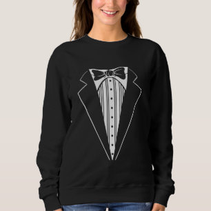 Tuxedo Costume Funny Hen And Stag Bow Tie Lazy Fan Sweatshirt