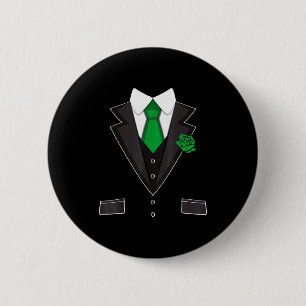 Tuxedo Costume Green Rose Tie Funny St. Patrick's 6 Cm Round Badge
