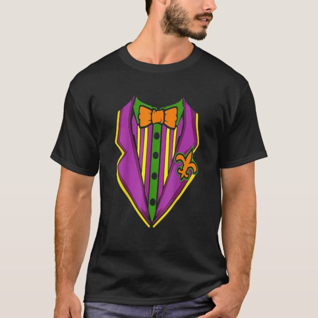 Tuxedo Costume Mardi Gras Carnival Parade Masquera T-Shirt (Front)