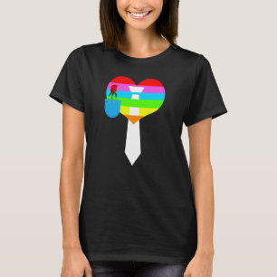 tuxedo costume with tie and large rainbow heart LG T-Shirt