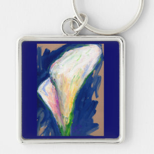 Tuxedo Cuff Lily Flowers Painting Art Keychain