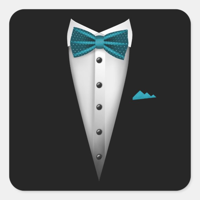 Tuxedo design with Bowtie For Weddings And Square Sticker (Front)