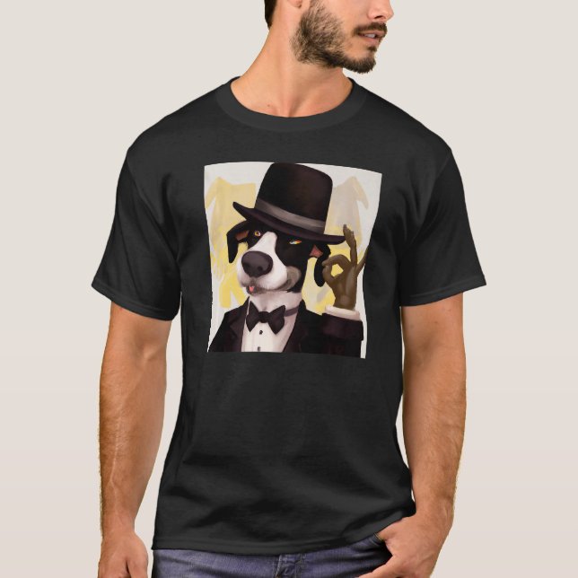 Tuxedo dog meme cute puppy pup doggy portrait witt T-Shirt (Front)