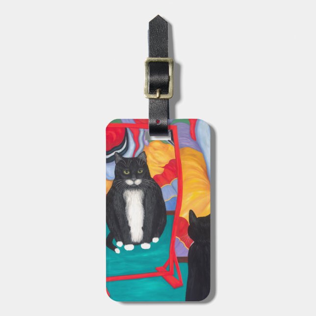 Tuxedo Fun House Fat Cat Luggage Tag (Front Vertical)