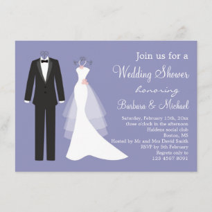 Tuxedo & Gown Couple's Bridal Shower Invitation