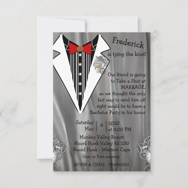 Tuxedo grey silver Bachelor Party (Front)