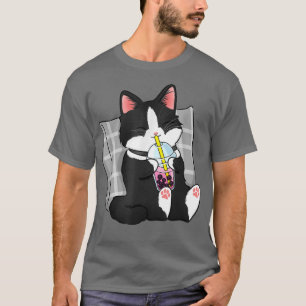 Tuxedo Kawaii Neko Cat Boba Bubble Milk Tea for An T-Shirt