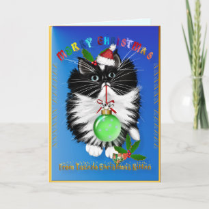 Tuxedo Kitten Christmas Card