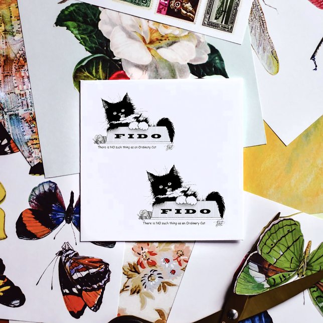 Tuxedo Kitten Dog's Bowl Rubber Stamp (Creator Uploaded)