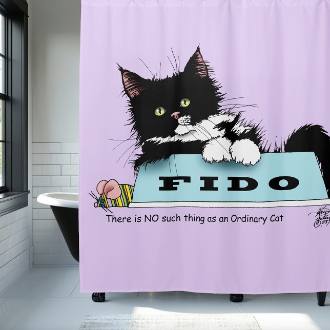 Tuxedo Kitten Dog's Bowl Shower Curtain (Creator Uploaded)
