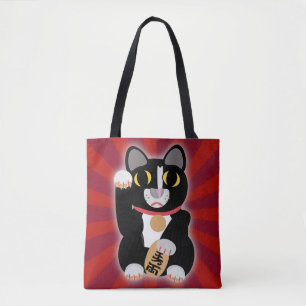 Tuxedo Lucky Cat Cartoon Fortune Pet Kitty Tote Bag