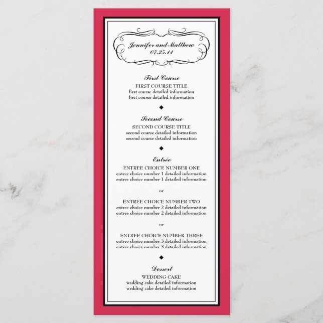 Tuxedo Menu in Classic Red (Front)