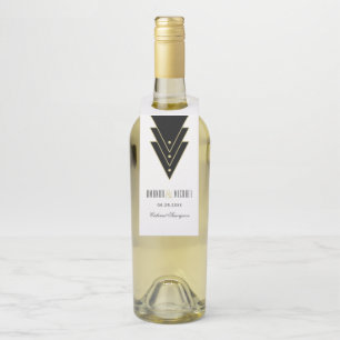 Tuxedo Modern Art Deco Celebration Bottle Tag