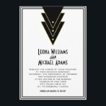 Tuxedo Modern Art Deco Invitation<br><div class="desc">An elegant design with decorative simplicity, this wedding invitation features a trio of black triangles bordered in a gold hue with matching round gold simulated studs. A double thin line borders the invitation to enhance its art deco style. The design prints flat on the high quality invitation paper with beautiful...</div>