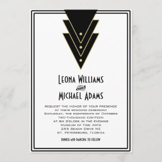 Tuxedo Modern Art Deco Invitation