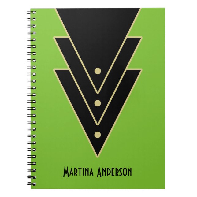 Tuxedo Modern Art Deco Personalised Notebook (Front)